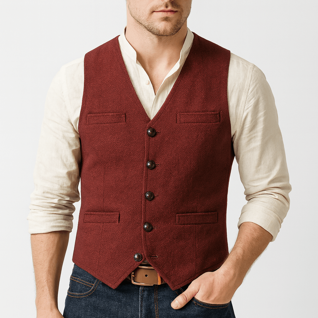 Men's Tweed-Style Button Vest