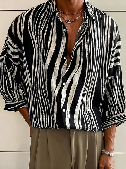 Short-Sleeve Vertical Print Resort Shirt