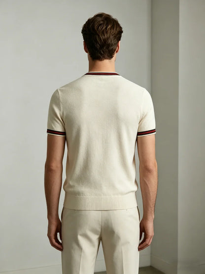 Men's Short-Sleeve Knit Shirt White Lightweight Business