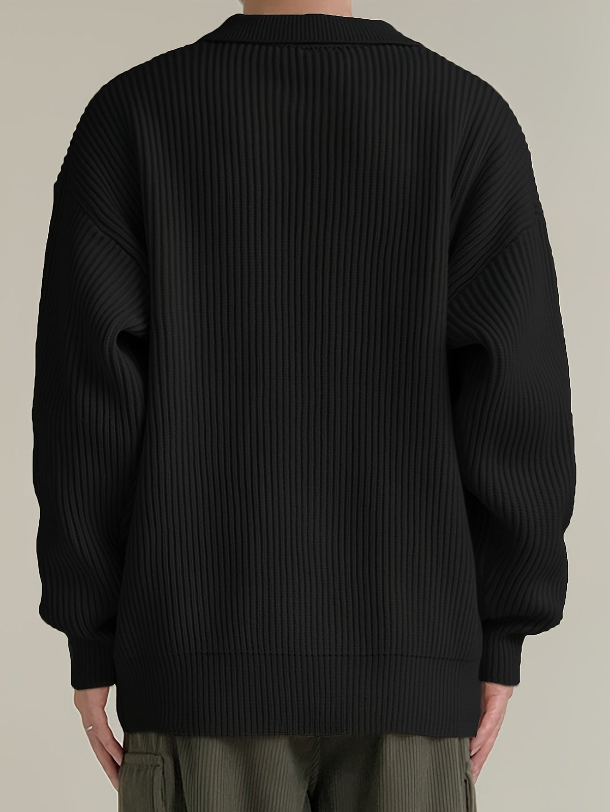 Ribbed Collar Button Front Cardigan