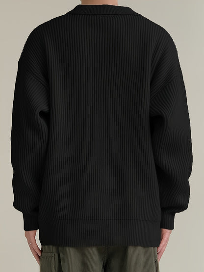 Ribbed Collar Button Front Cardigan