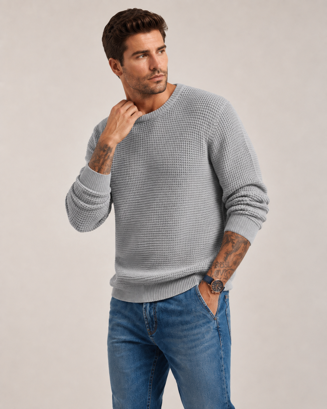 Structured Knit Long Sleeve Pullover