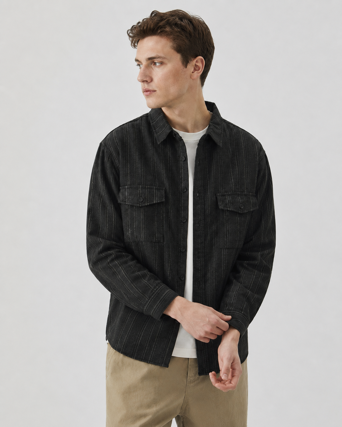 Textured Button Up Overshirt