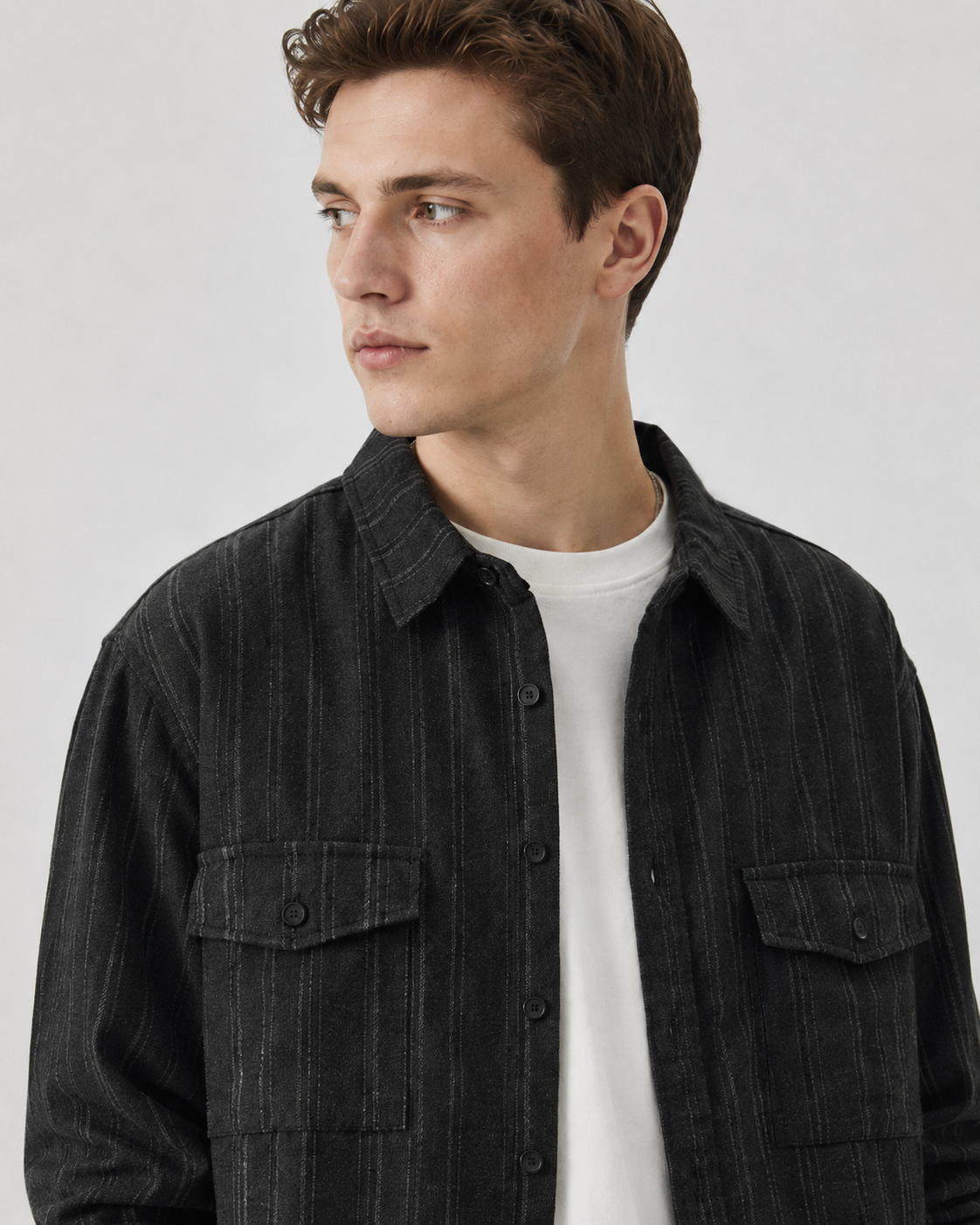 Textured Button Up Overshirt