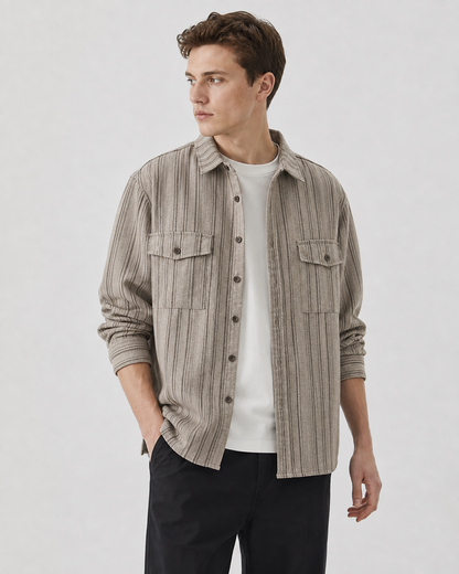 Textured Button Up Overshirt