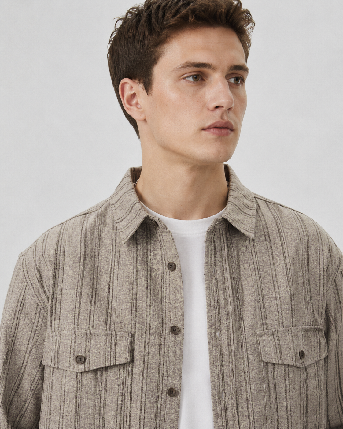 Textured Button Up Overshirt