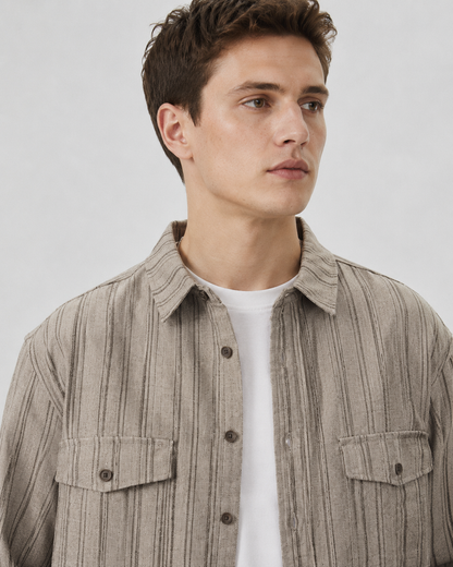 Textured Button Up Overshirt