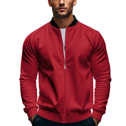 Men's Slim Zip Bomber Jacket With Stand Collar