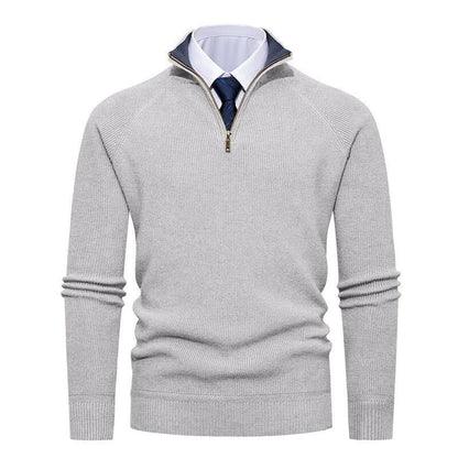 Men's Fine Ribbed Knit Half-Zip Sweater