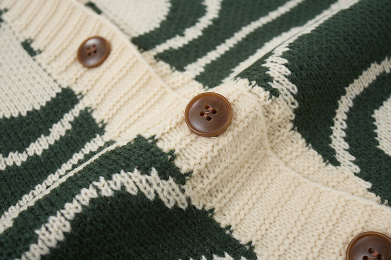 Unisex Abstract Swirl Oversized Knit Cardigan