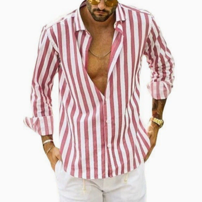 Men's Slim Fit Vertical Stripe Shirt