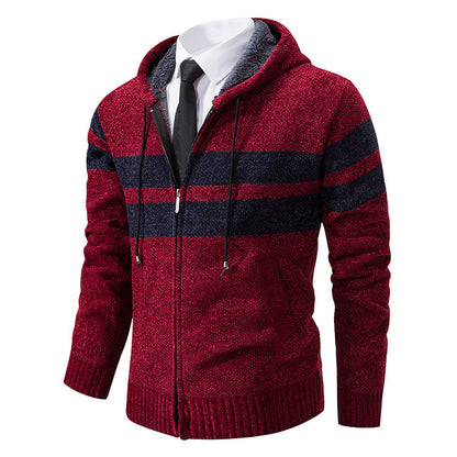 Men's Teddy Lined Knit Hooded Jacket