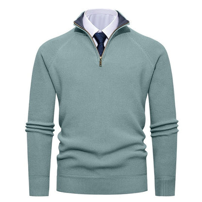Men's Fine Ribbed Knit Half-Zip Sweater