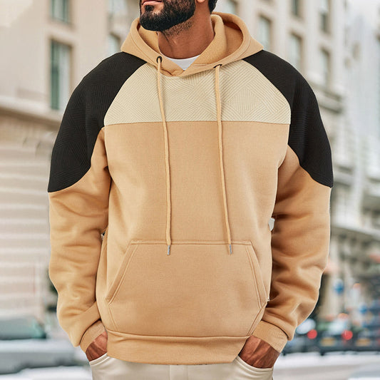 Men's Textured Contrast Panel Hoodie