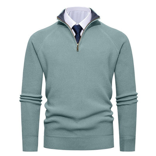 Men's Fine Ribbed Knit Half-Zip Sweater