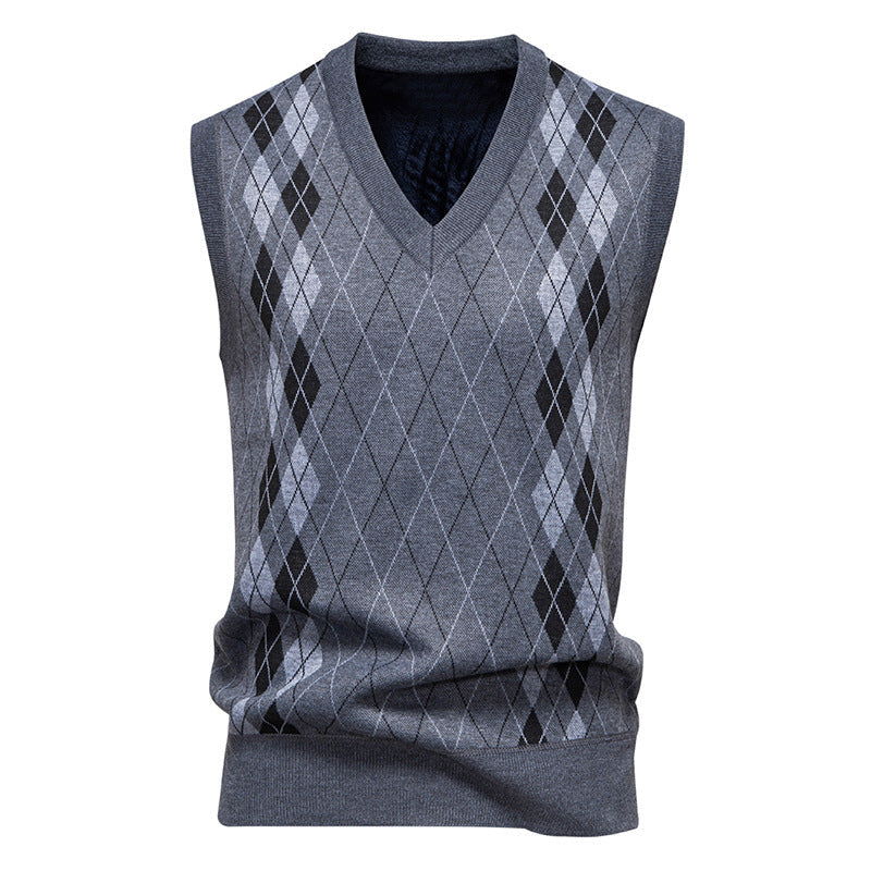 Men's Argyle Cotton Blend Knit Vest