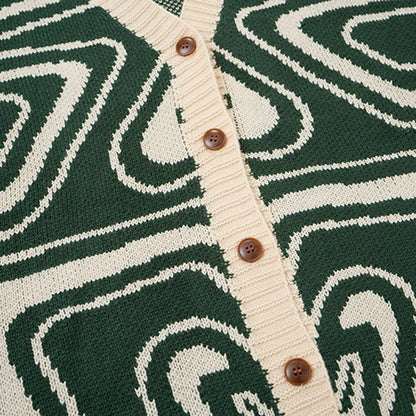 Unisex Abstract Swirl Oversized Knit Cardigan