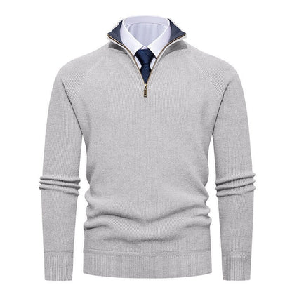 Men's Fine Ribbed Knit Half-Zip Sweater