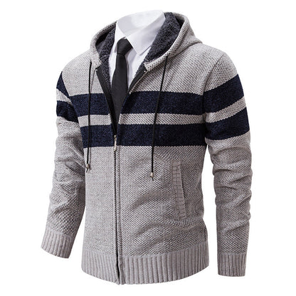 Men's Teddy Lined Knit Hooded Jacket