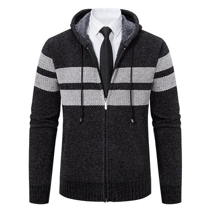 Men's Teddy Lined Knit Hooded Jacket