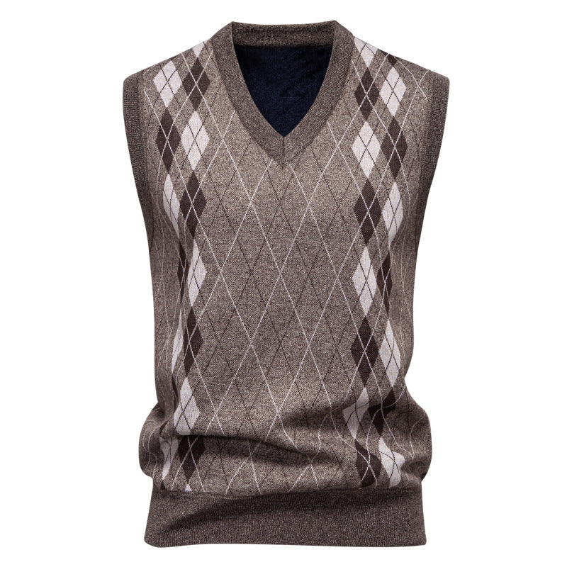 Men's Argyle Cotton Blend Knit Vest