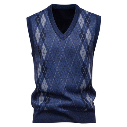 Men's Argyle Cotton Blend Knit Vest