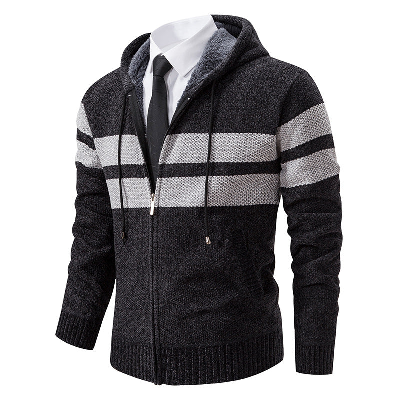 Men's Teddy Lined Knit Hooded Jacket