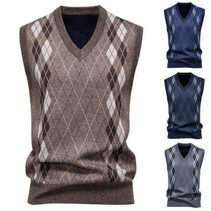 Men's Argyle Cotton Blend Knit Vest