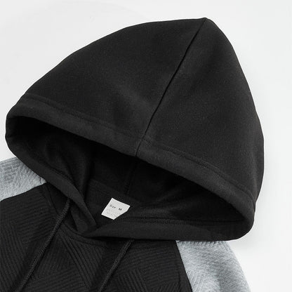 Men's Textured Contrast Panel Hoodie