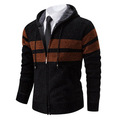 Men's Teddy Lined Knit Hooded Jacket