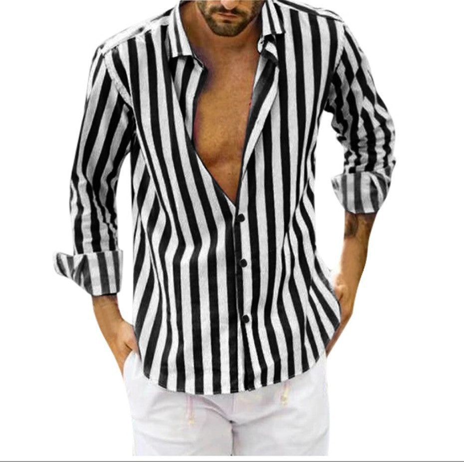 Men's Slim Fit Vertical Stripe Shirt