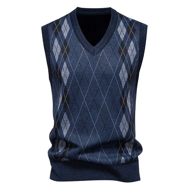 Men's Argyle Cotton Blend Knit Vest