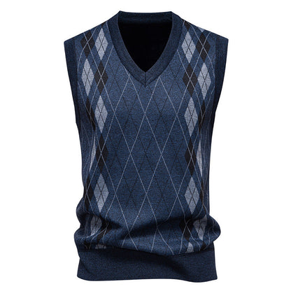 Men's Argyle Cotton Blend Knit Vest