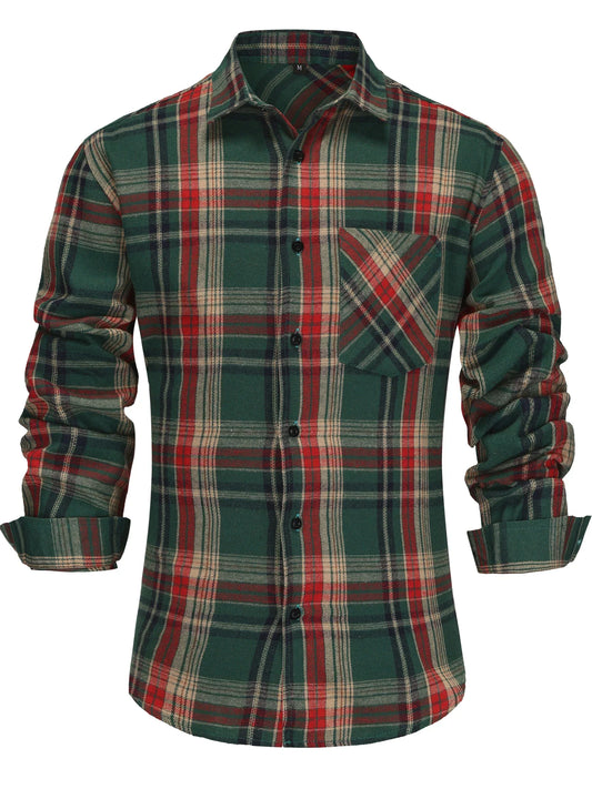 Vinthentic Men’s Coffee Plaid Flannel Shirt