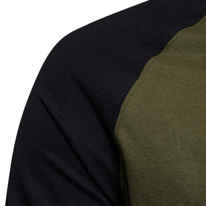 Gio Rota Men’s Long Sleeve Patchwork T-Shirt – Cotton O-Neck Casual Tee