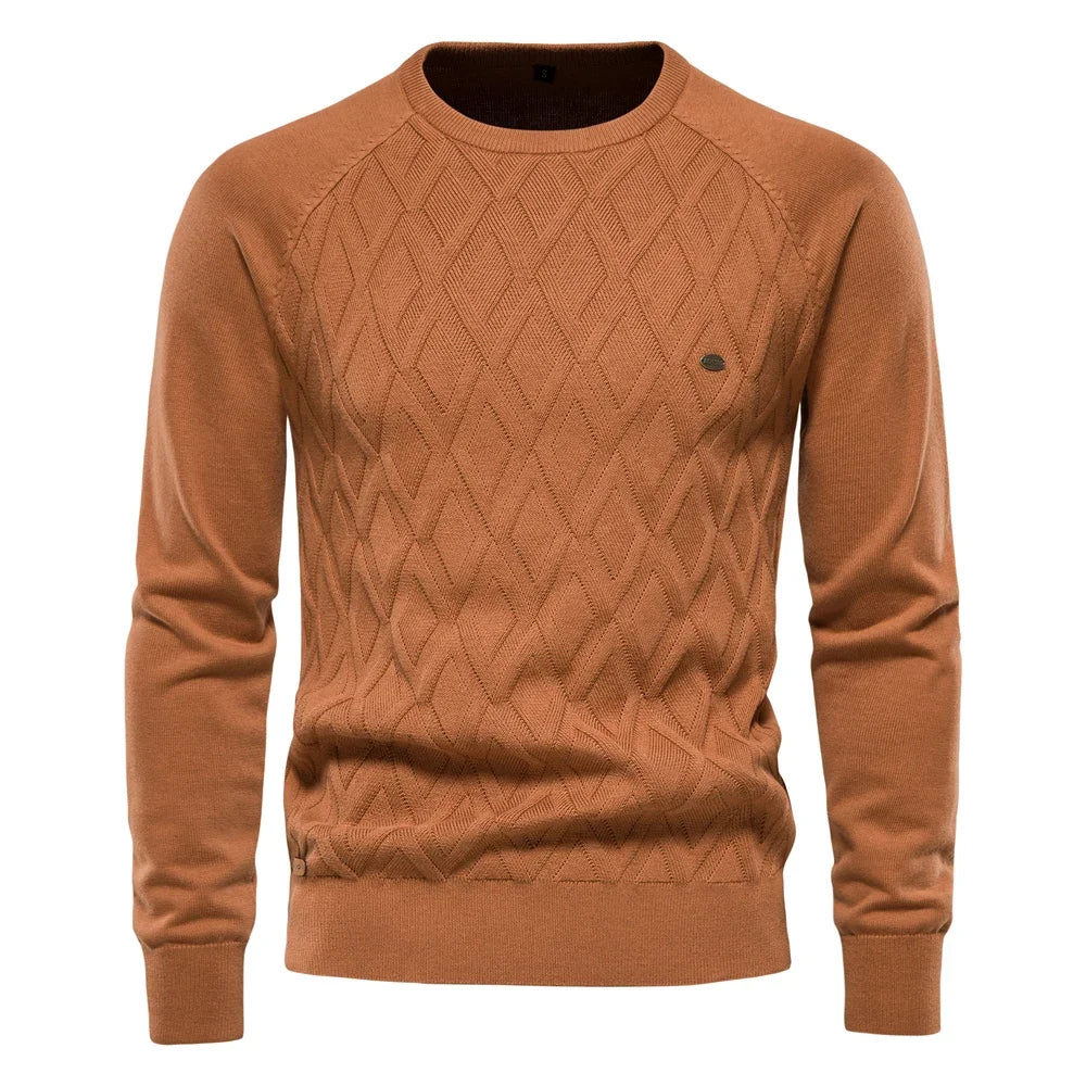 Dario Pini Men’s Argyle Knit O-Neck Sweater