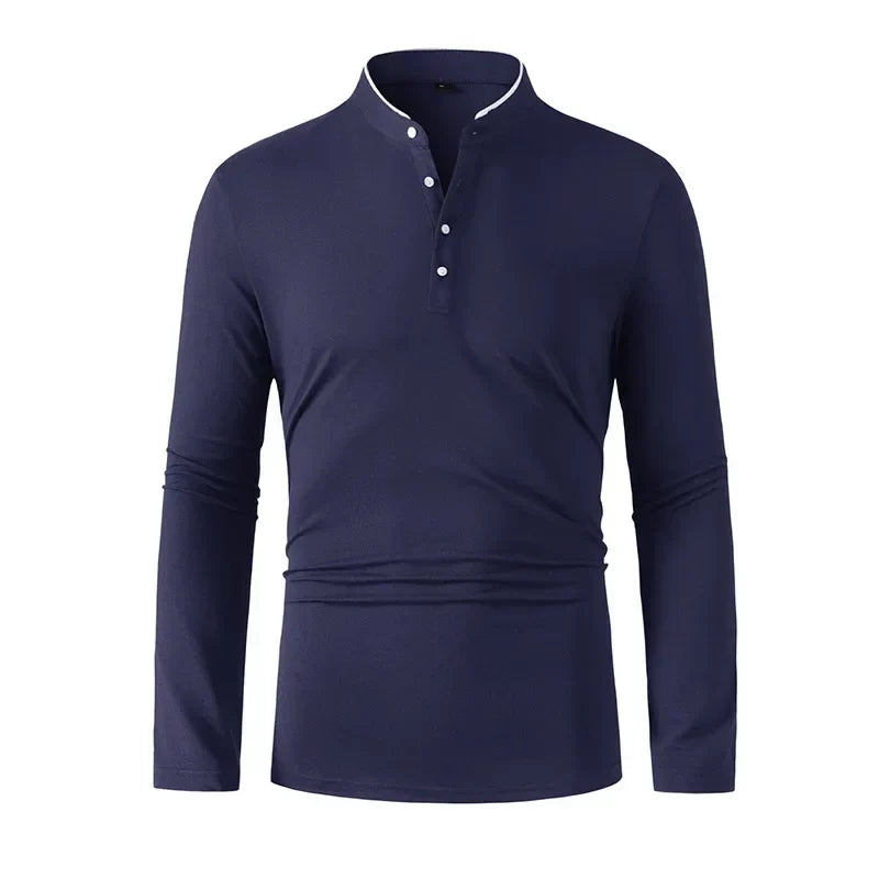 Paolo Reni Men’s Stand Collar Long Sleeve Shirt