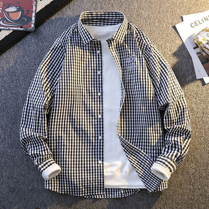 Vinthentic Men's Casual Long Sleeve Plaid Flannel Shirt