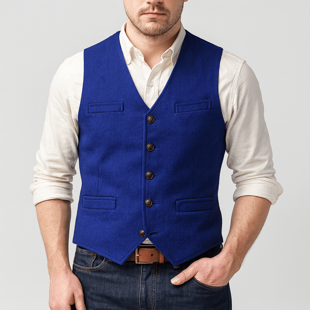 Men's Tweed-Style Button Vest