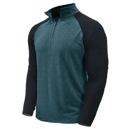 Men's Color Block Quarter Zip Pullover Shirt