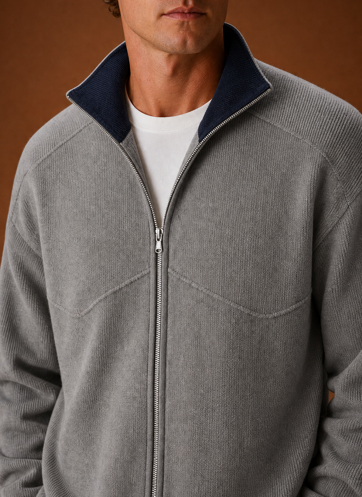Men's Full Zip Knit Cardigan Jacket