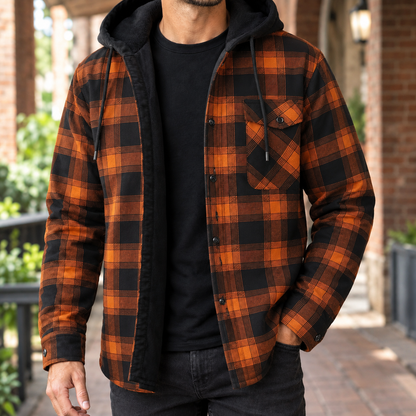 Plaid Denim Hooded Shirt Jacket