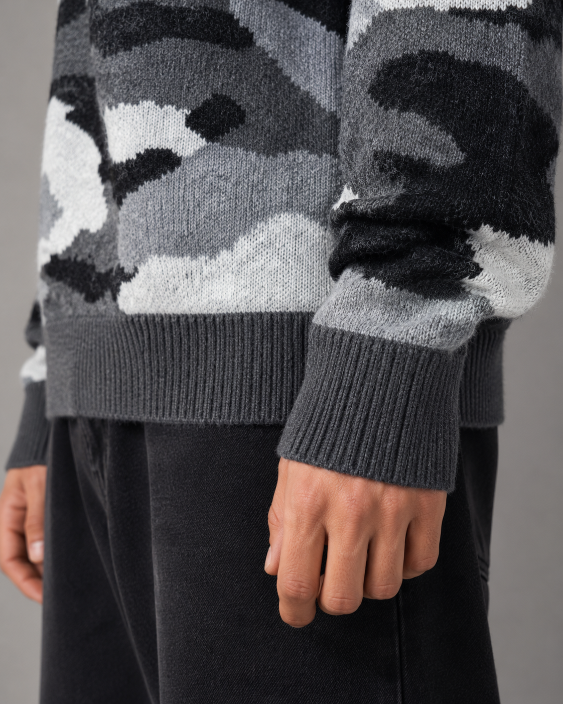 Men's Camo Knit Crew Neck Sweater