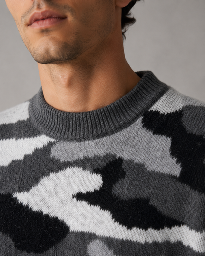 Men's Camo Knit Crew Neck Sweater