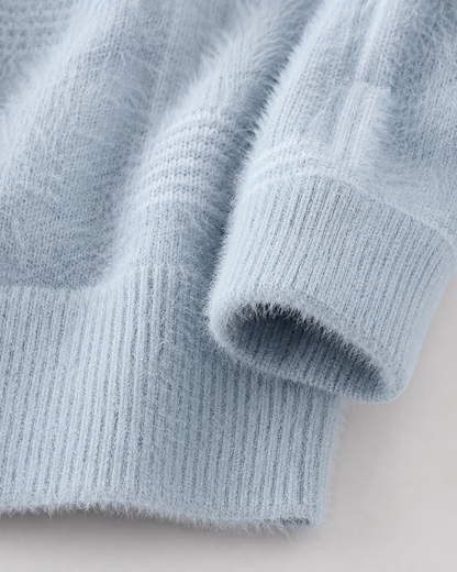 Men's Geometric Fluffy Knit Funnel Neck Sweater