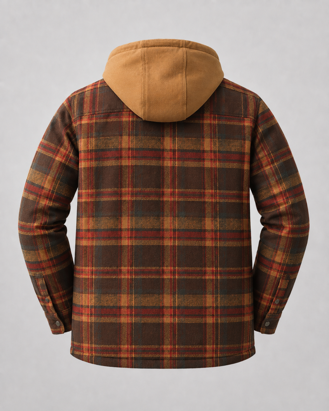 Men's Hooded Plaid Shacket Quilted Lined Zip Front