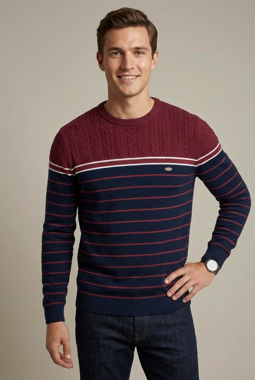 Men's Striped Crew Neck Sweater